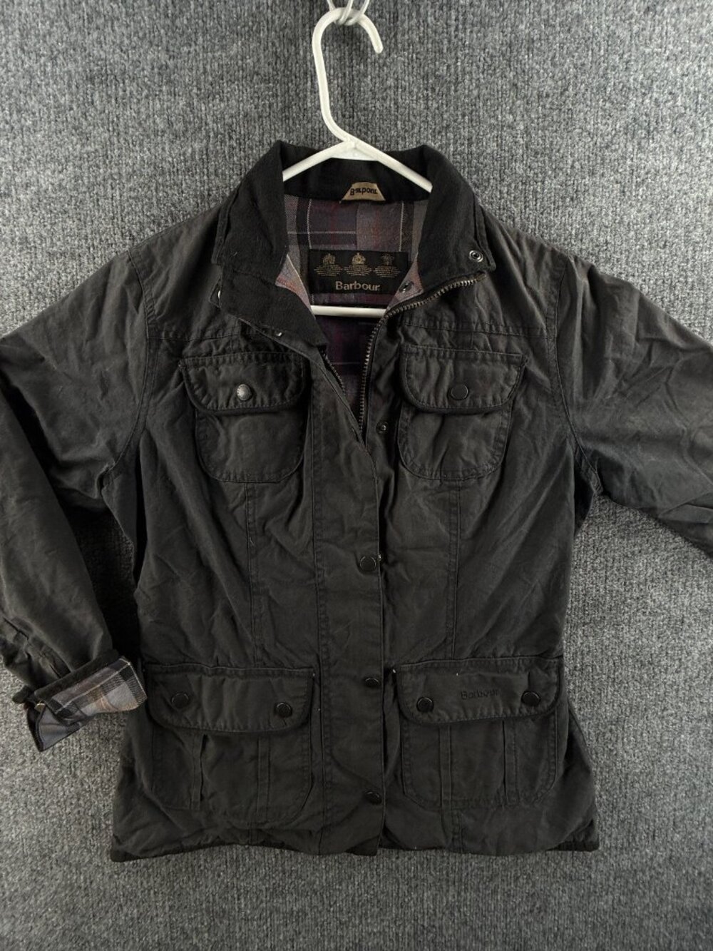Barbour L1093 Ladies Utility Waxed Jacket Women Black 6 Sylkoil City Full Zip